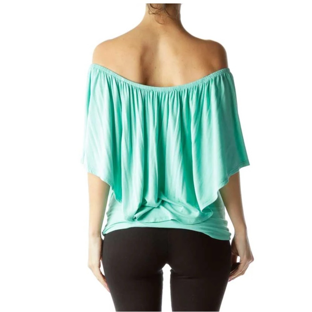 Boston Proper Women's Aqua Off-Shoulder Top - Picture 2 of 6